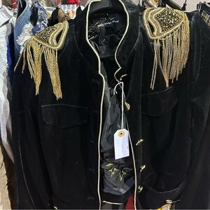 Who What Wear Black Jacket with Gold Detailing